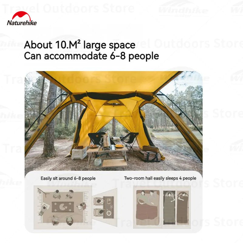 Naturehike Dune 7.6 Camping Tent 2 People 4 Season Tent Ultralight PU2000mm Outdoor Travel iking Tent With Chimney Screen Window