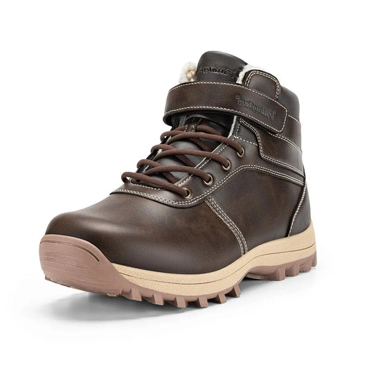 Fittington Wide Snow Boots For Man Winter Hiking Leather Boot Outdoor Ankle High-top Shoes Waterproof  Work Warm FurLined Boot