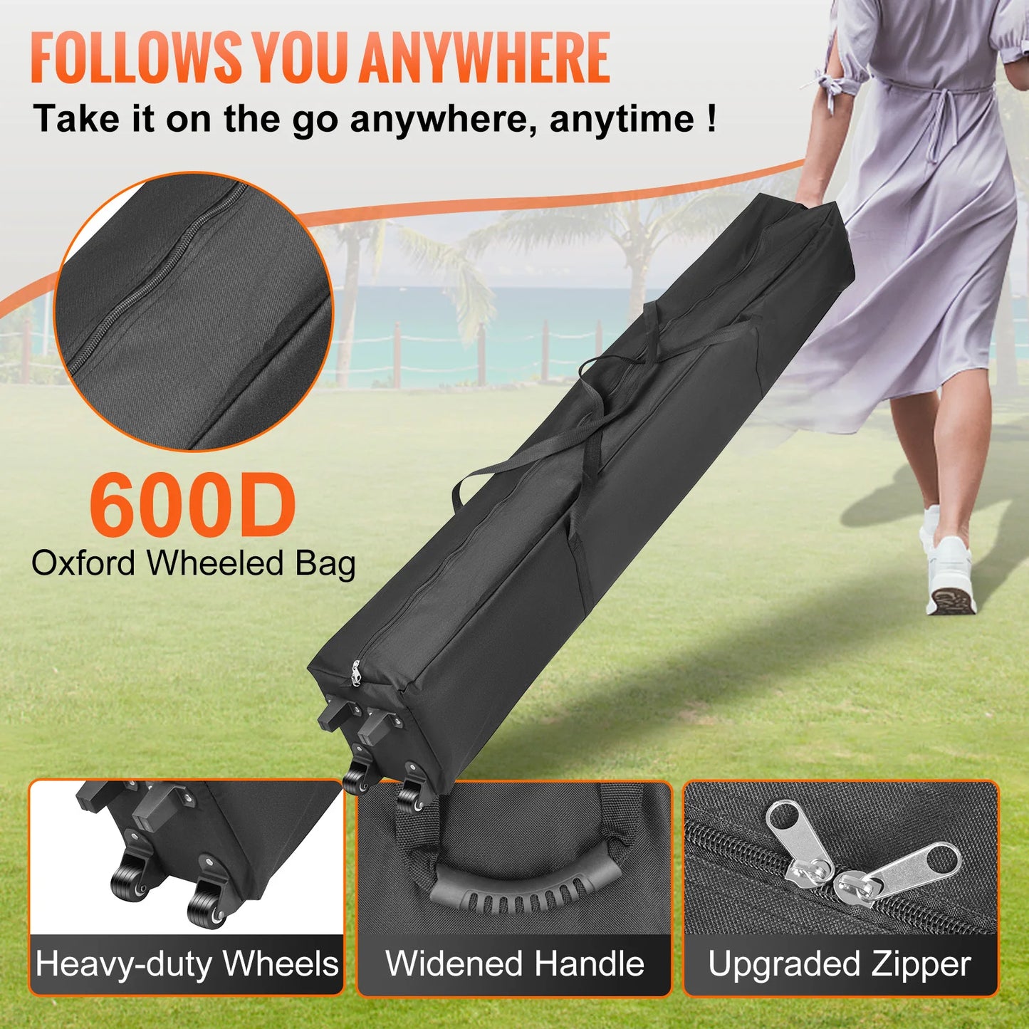 SucceBuy 10x10 Pop Up Canopy Tent Outdoor Ten with Removable Sidewalls and Wheeled Bag Instant Portable Shelter for Party Camp