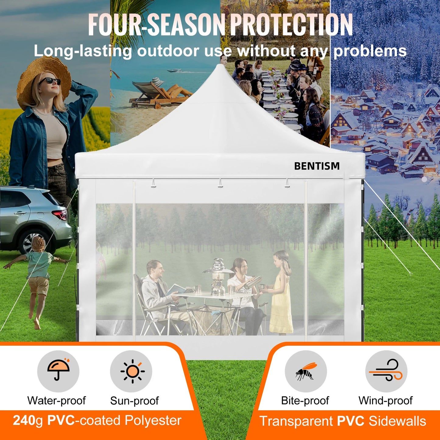 SucceBuy 10x10 Pop Up Canopy Tent Outdoor Ten with Removable Sidewalls and Wheeled Bag Instant Portable Shelter for Party Camp