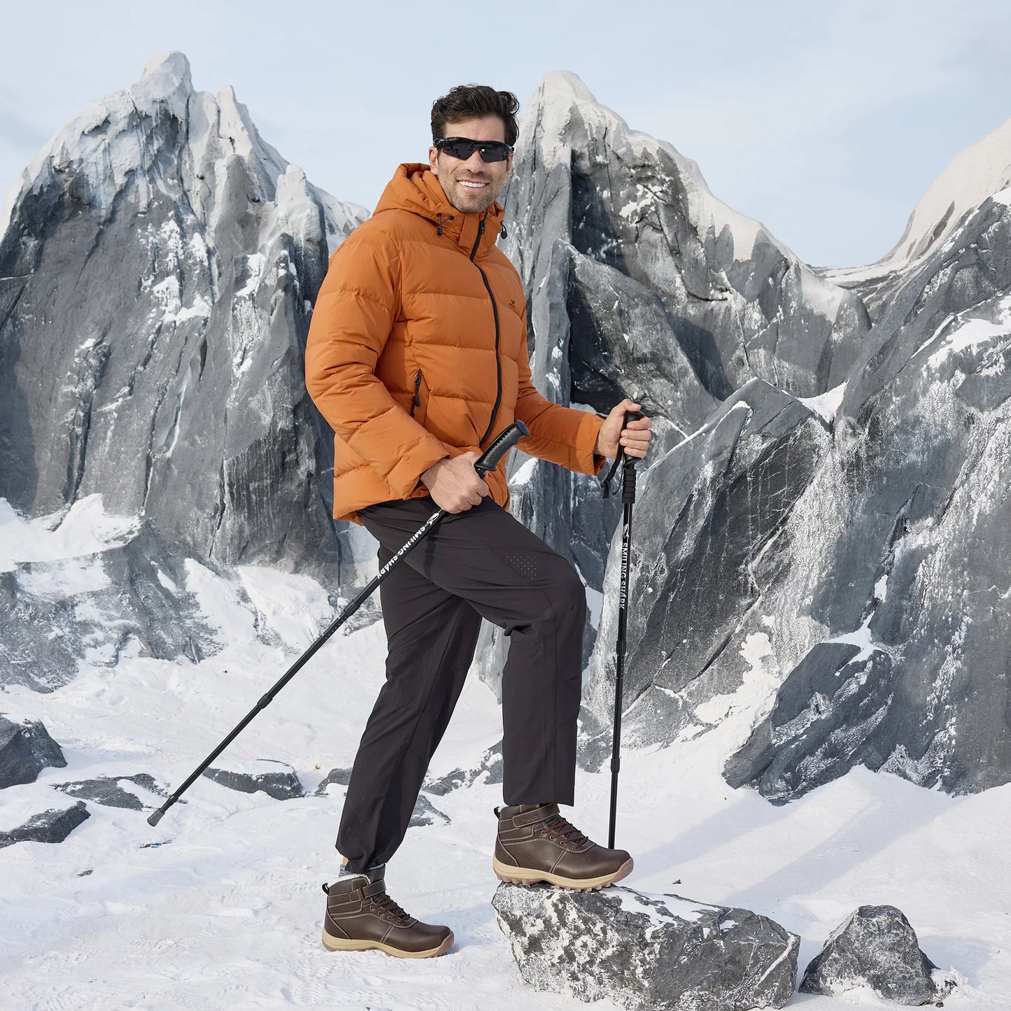 Fittington Wide Snow Boots For Man Winter Hiking Leather Boot Outdoor Ankle High-top Shoes Waterproof  Work Warm FurLined Boot